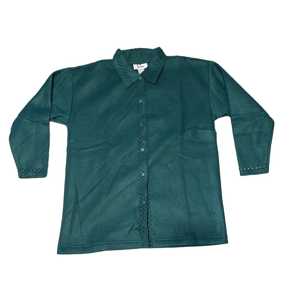 DC Sport Green Long Sleeve Warm Cozy Fleece Button Up Jacket Shacket Medium NEW